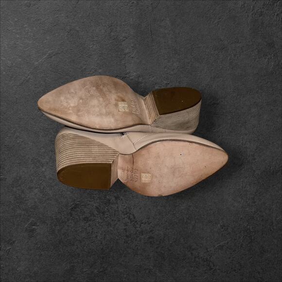 Eileen Fisher Trail Bootie Cream Leather Ankle Boots Size 11 Stacked Heel - Picture 2 of 6